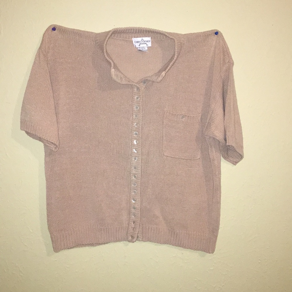 Beige short sleeve sweater
